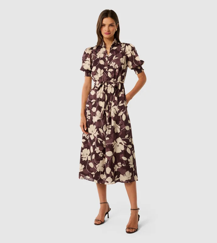 Forever New JULIANNE Floral Printed Short Sleeves Midi Dress